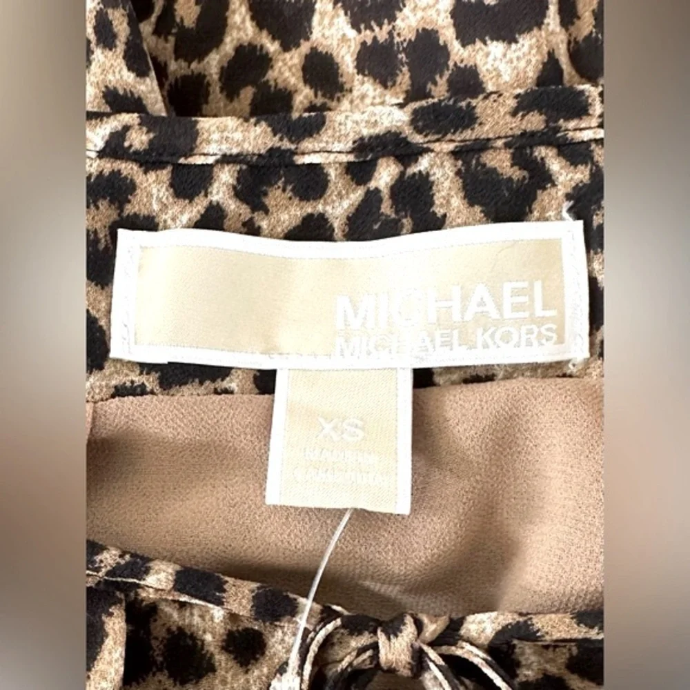 Michael Kors Pleated and Flared Georgette Dark Camel Dress Size XS